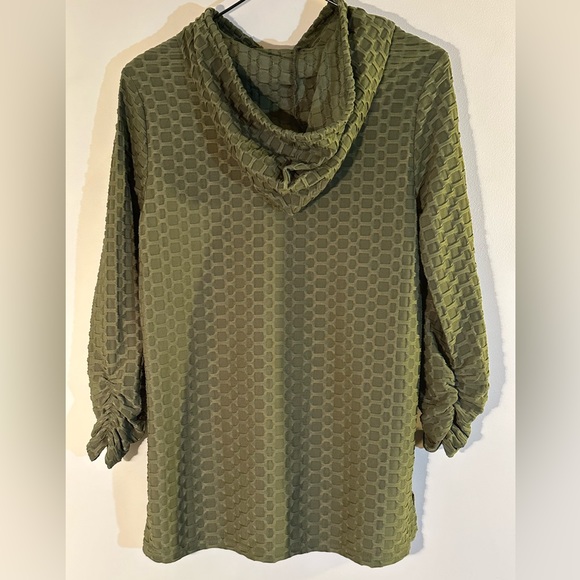 NWOT STRETCH KNIT OLIVE HONEYCOMB HOODIE - Picture 11 of 16